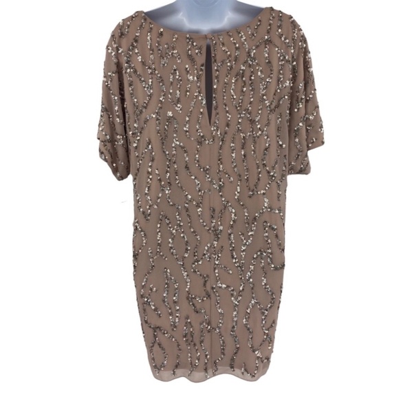 Aidan Mattox Blush Pink Sequin Short Sleeve Dress US 2 New with Tags - Picture 7 of 14